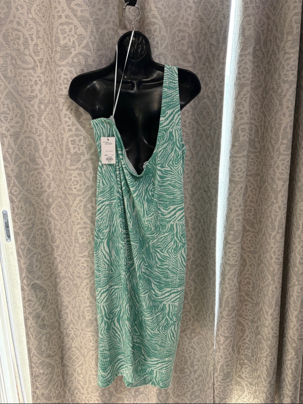 Nine West 1X One-Shoulder Green Zebra-Print Midi Dress - NWT - Picture 2 of 5